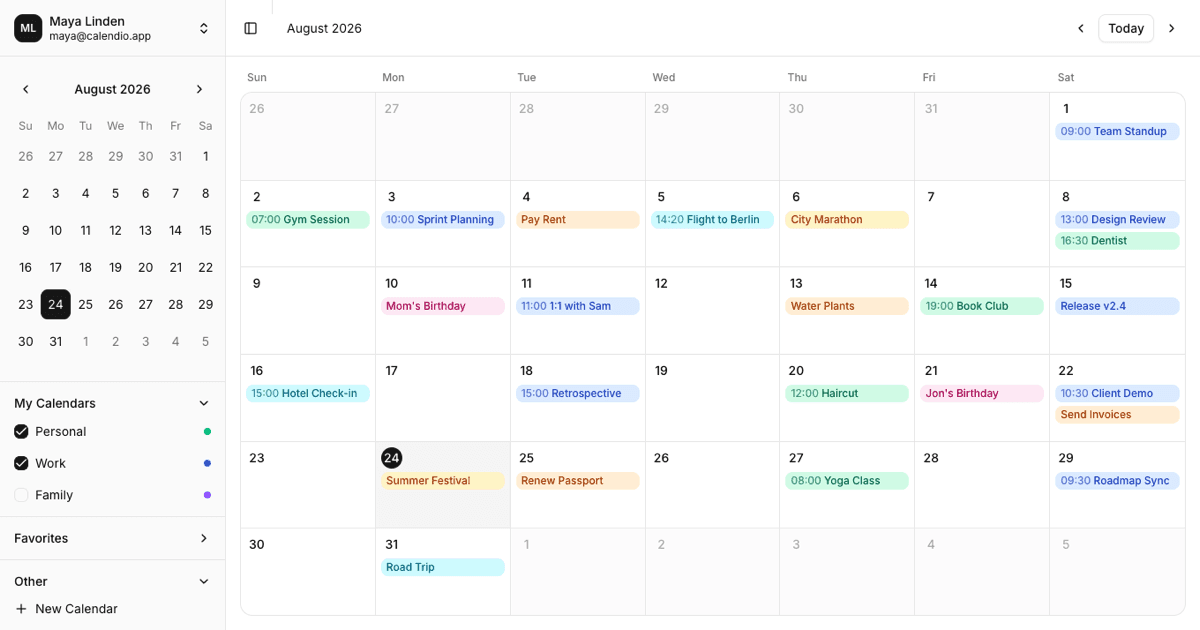 Event Calendar With Sidebar shadcnexamples.com