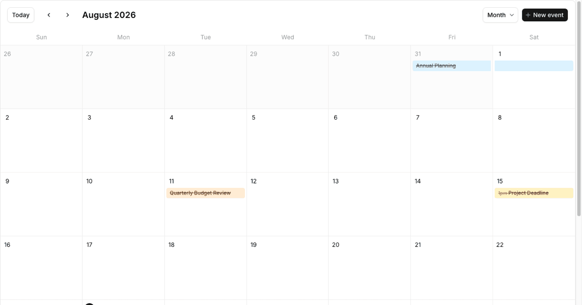 Event Calendar shadcnexamples.com