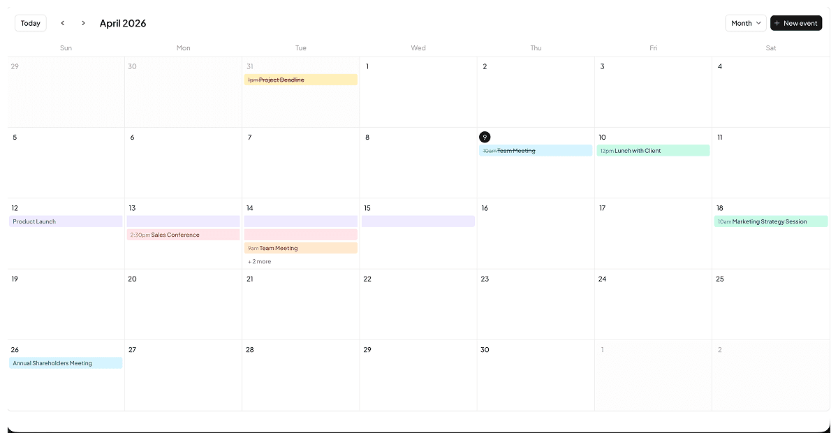 Event Calendar shadcnexamples.com