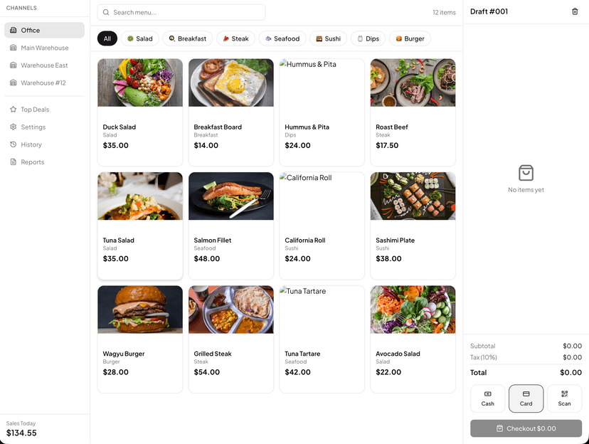 shadcn examples Point of Sale (POS)