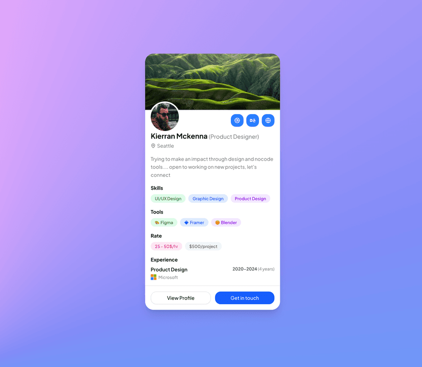 shadcn examples Profile Cards with Cover Image