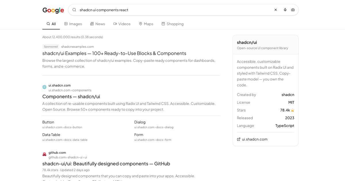 Search Results shadcnexamples.com
