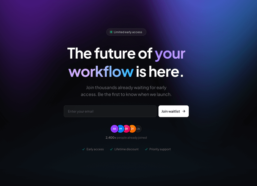 shadcn examples Waitlists