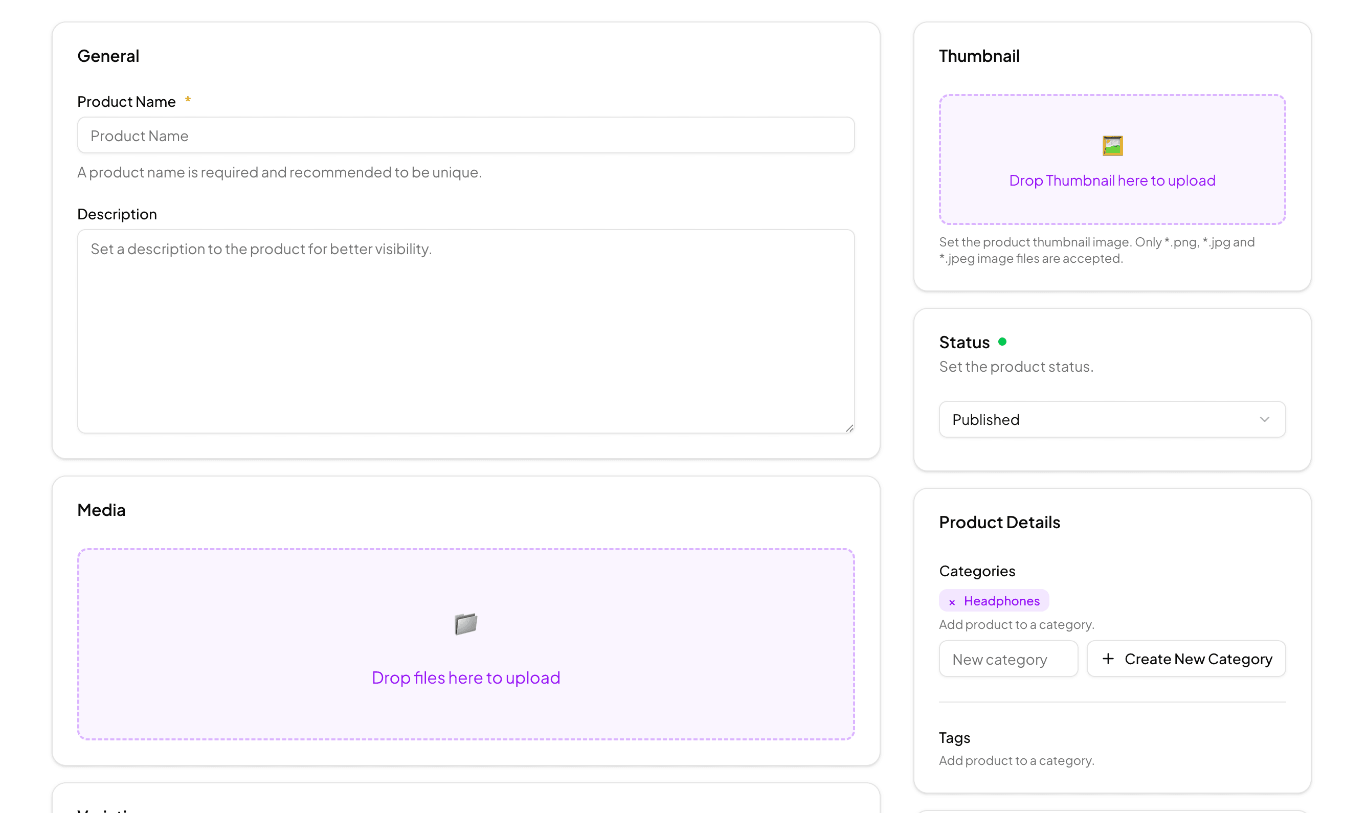 shadcn examples Add Product Form