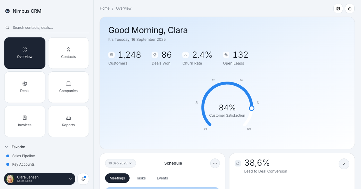 CRM Admin Dashboard preview