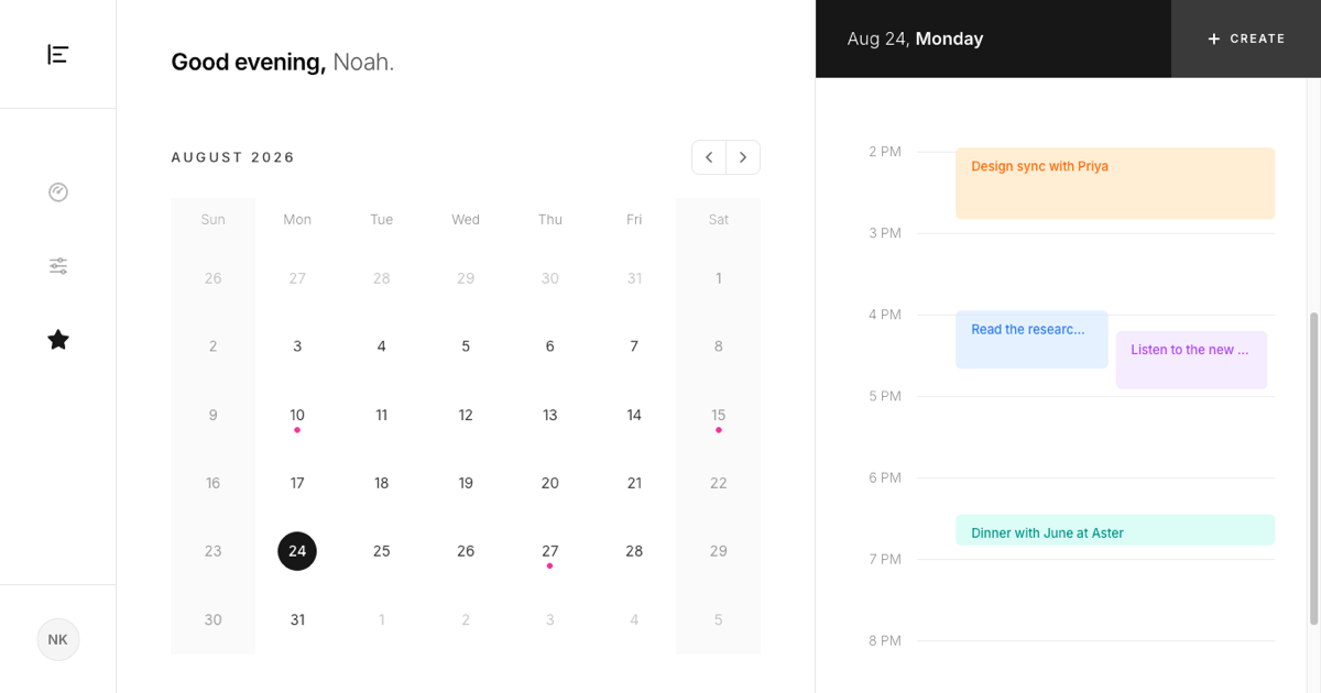 Day View Calendar App preview