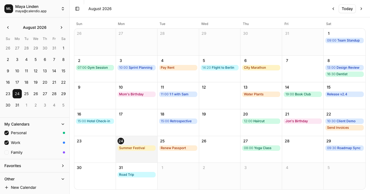 Event Calendar With Sidebar preview