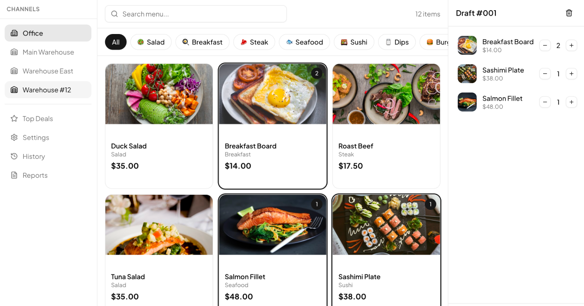 shadcn examples Point of Sale (POS) Apps
