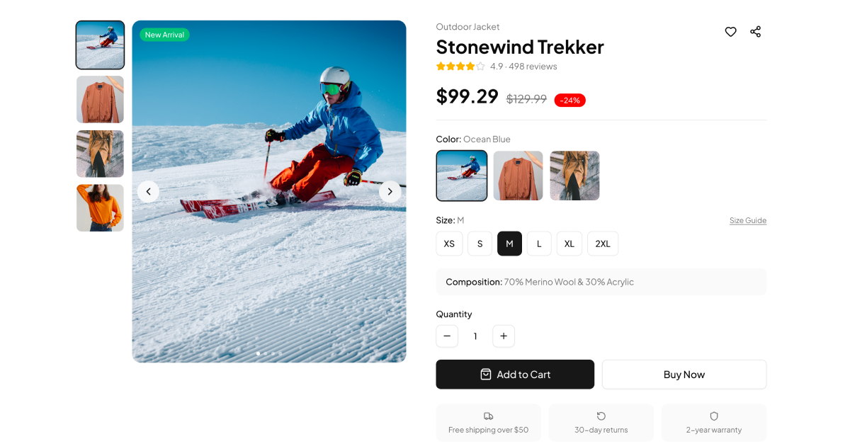 shadcn examples Product Detail Pages