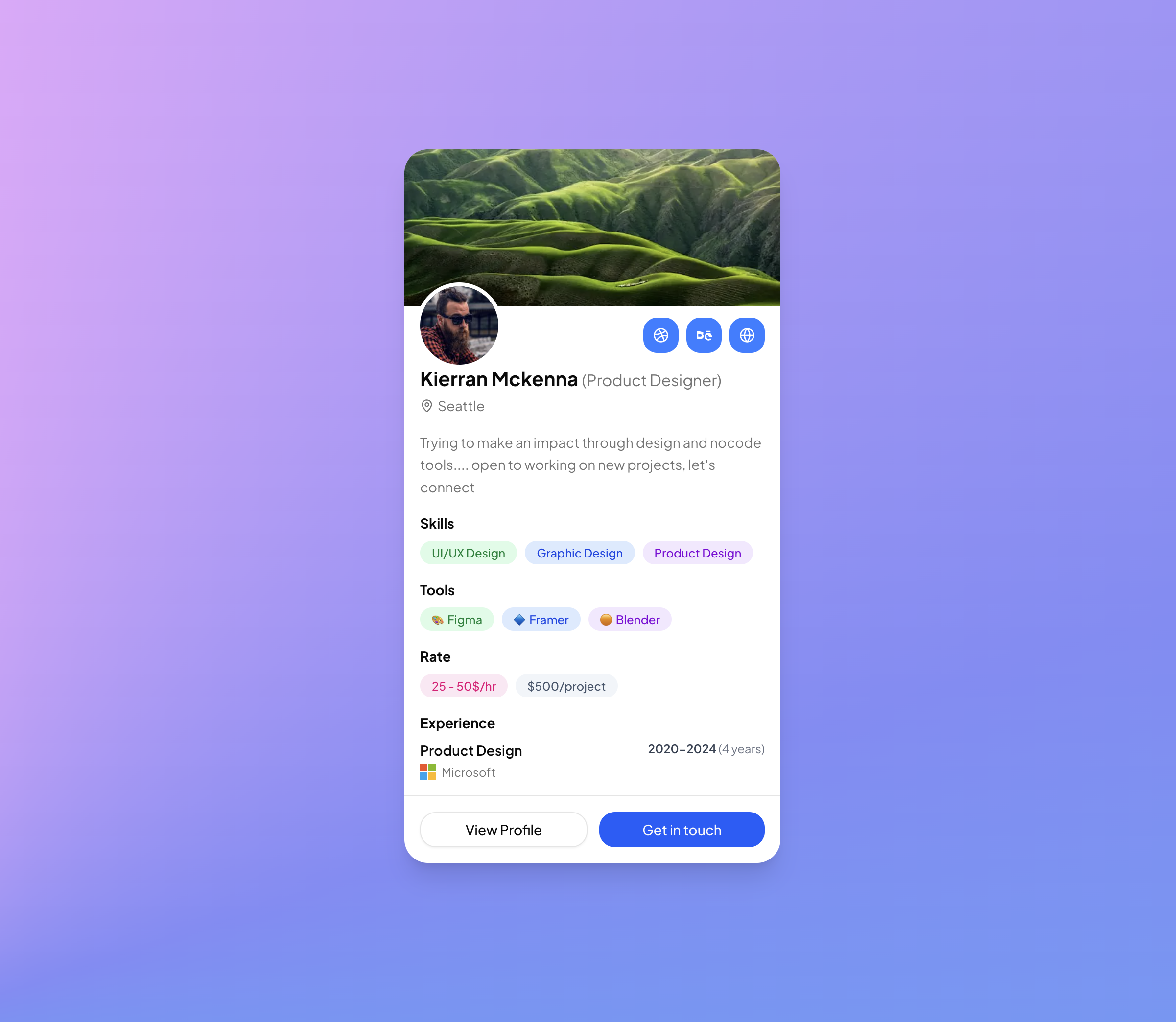 Profile Cards with Cover Image preview
