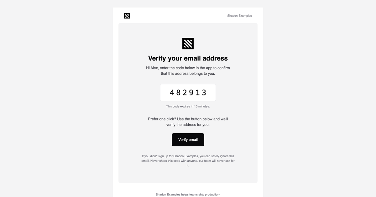 Verify Email Template preview
