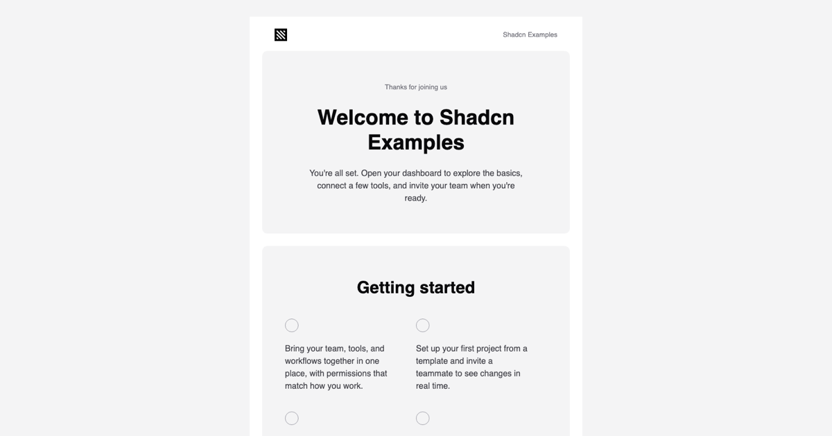 Welcome Email Template preview